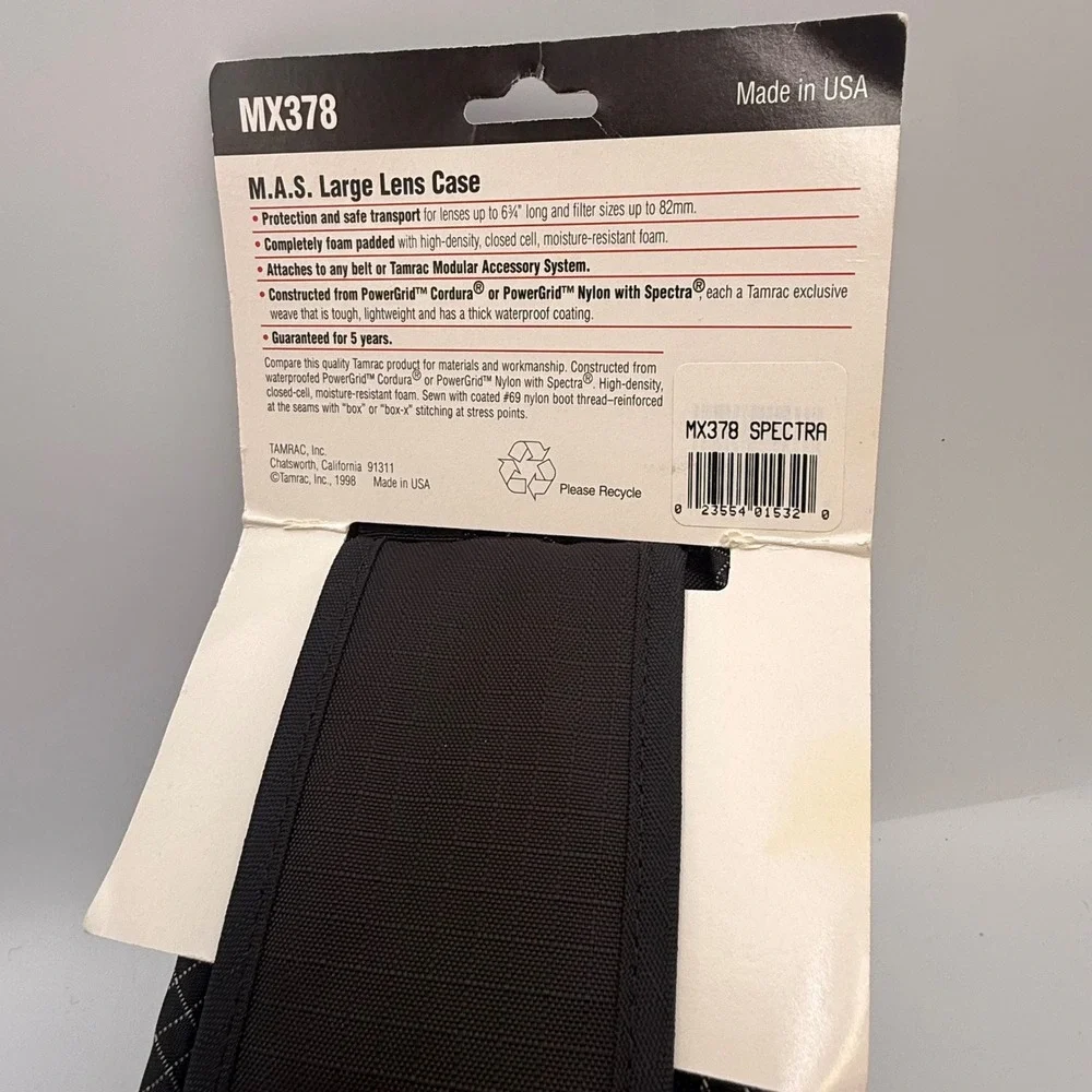 Tamrac MX378 Extreme Series Large Lens Case MAS Padded Pouch Black Grid USA Made
